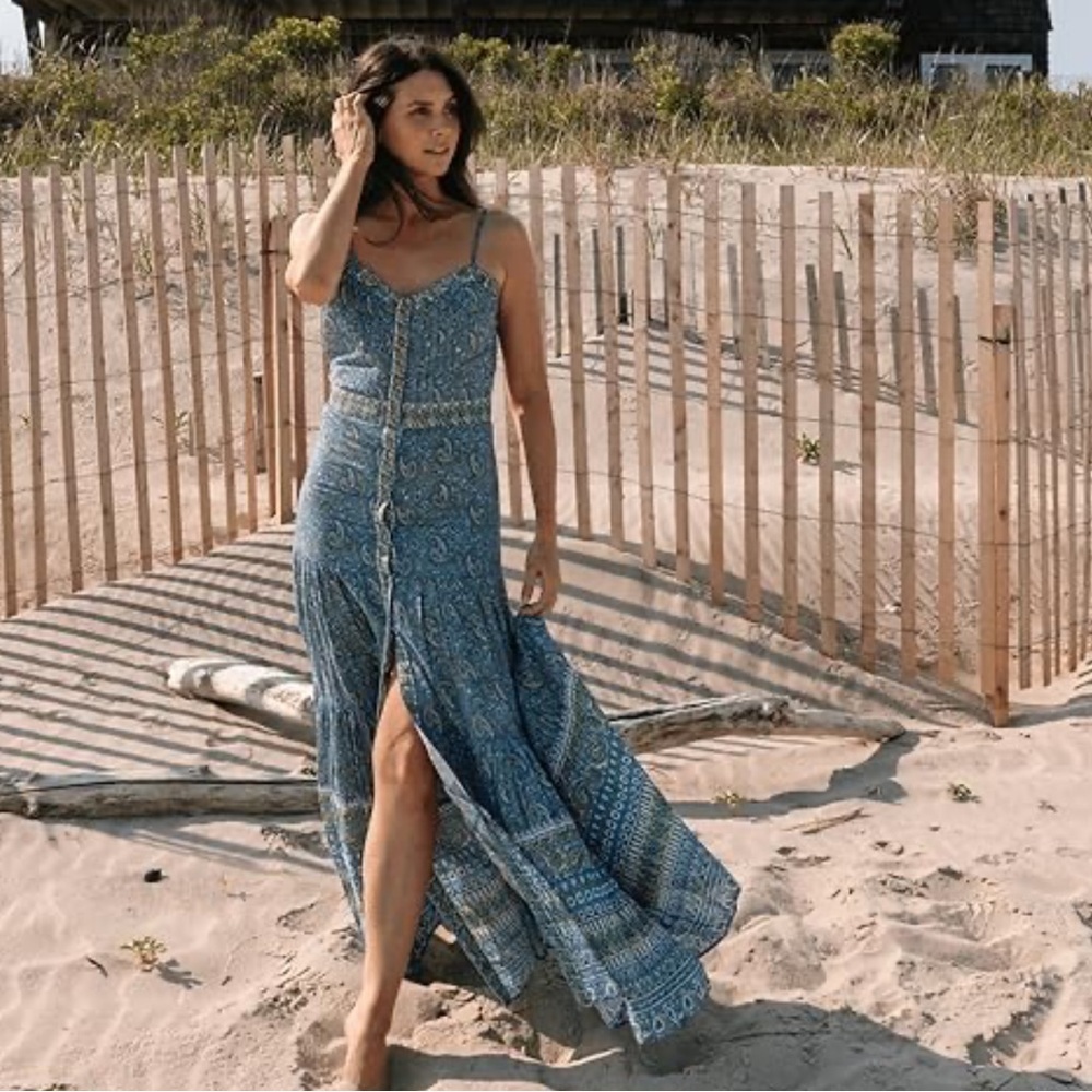 Veronica Beard Womens Size S Electric Blue Multi Windansea Paisley Maxi Dress 💕